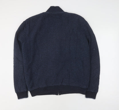 Marks and Spencer Men's Blue Full Zip Jumper L