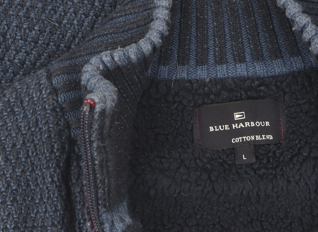 Marks and Spencer Men's Blue Full Zip Jumper L