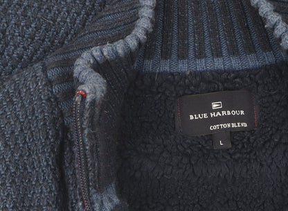 Marks and Spencer Men's Blue Full Zip Jumper L