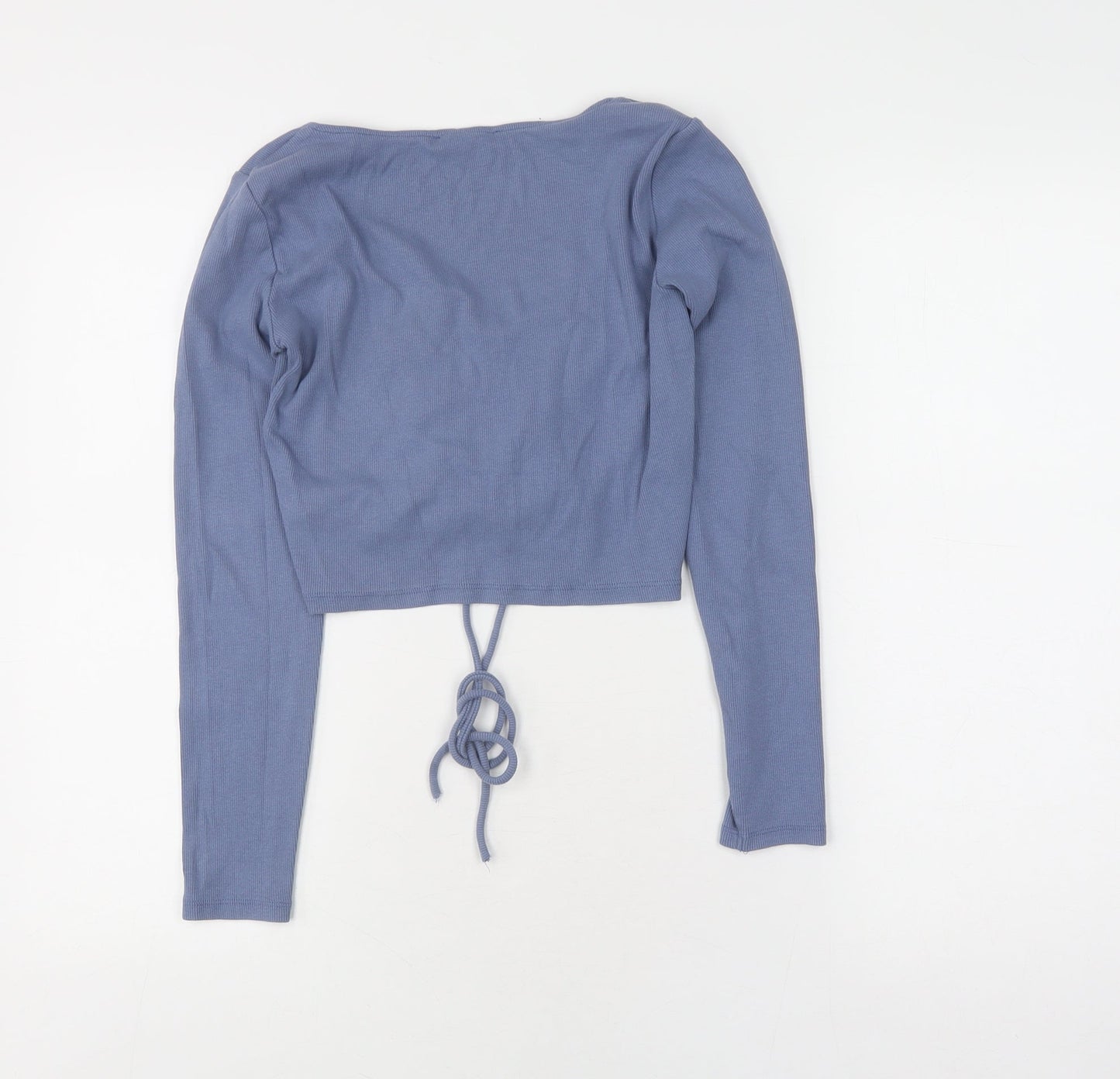 Zara Women’s Blue Cropped Long Sleeve Blouse