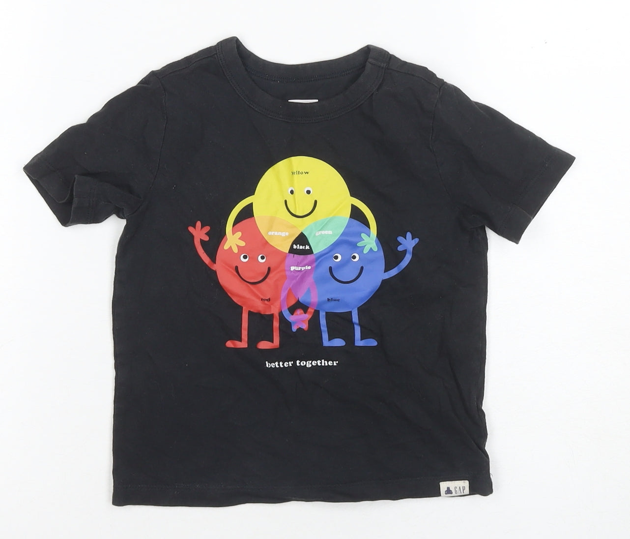 GAP Boys Black Cotton Graphic T-Shirt 4 Years
