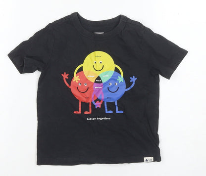 GAP Boys Black Cotton Graphic T-Shirt 4 Years