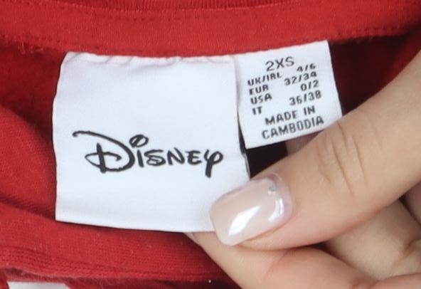Womens UK Size 2XS Disney Red Pullover Hoodie