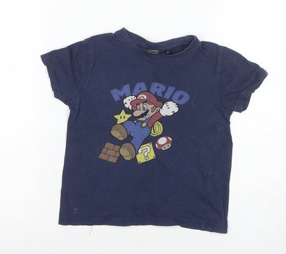 Super Mario Boys Blue T-Shirt 6 Years Graphic Print