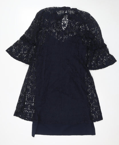 Marks and Spencer Women's Blue Lace Shift Dress Size 10