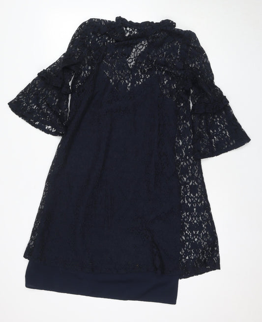 Marks and Spencer Women's Blue Lace Shift Dress Size 10
