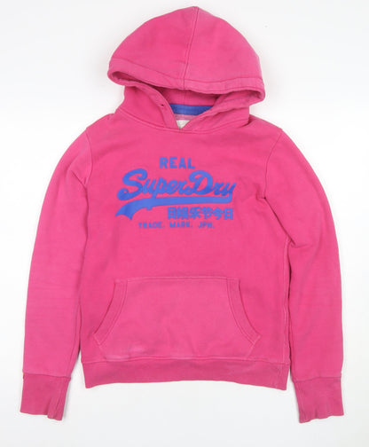 Superdry Women's Pink Logo Hoodie, M, Graphic Print, Casual
