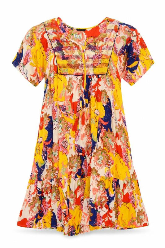 Front view of Roman Women Multicoloured Floral A-Line Dress S