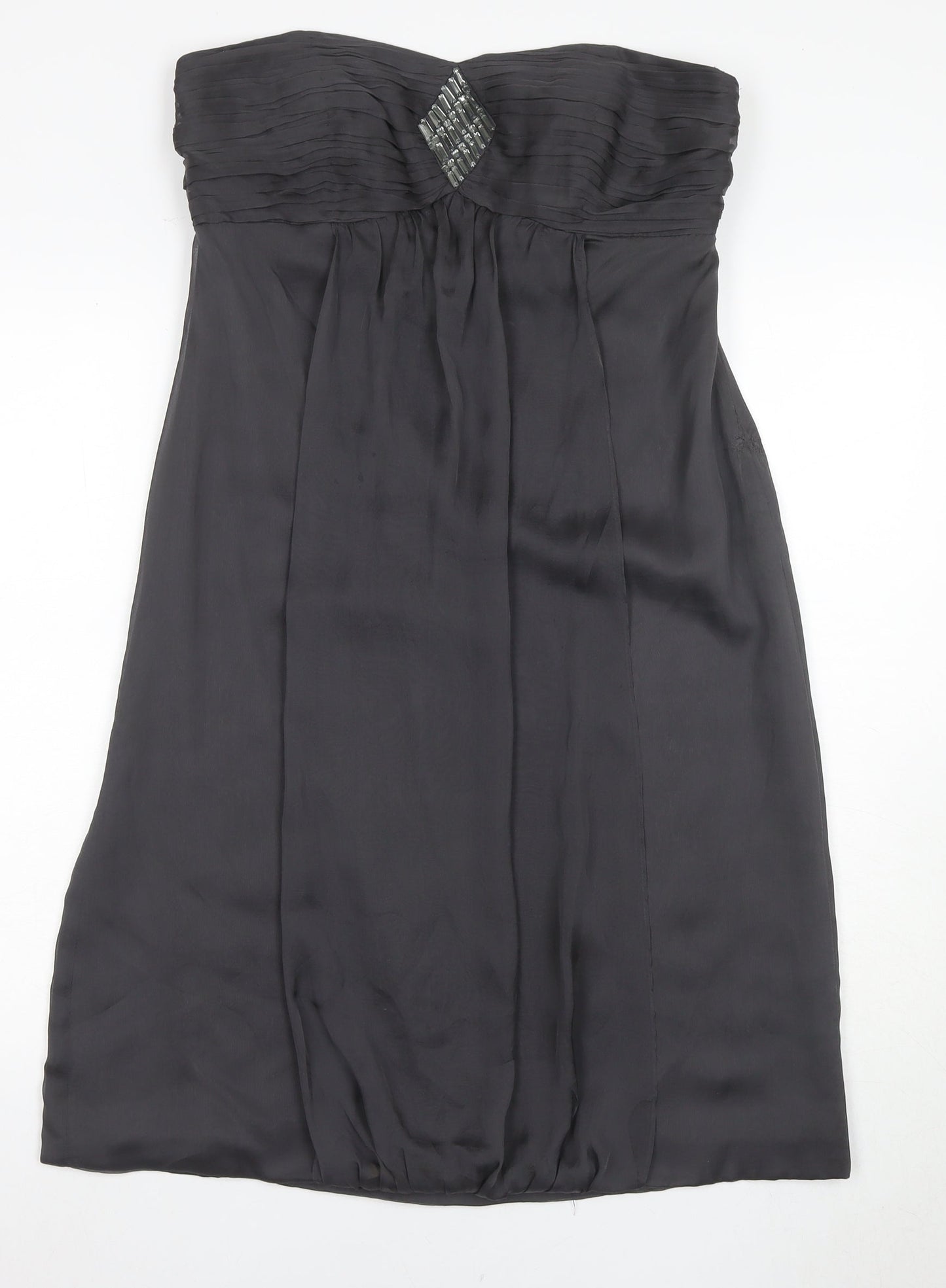 Monsoon Silk Strapless Black Dress, Size 14