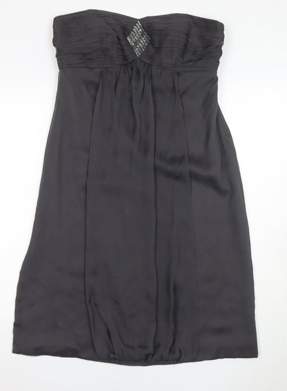 Monsoon Silk Strapless Black Dress, Size 14