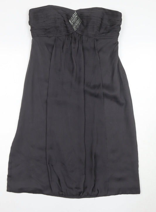 Monsoon Silk Strapless Black Dress, Size 14