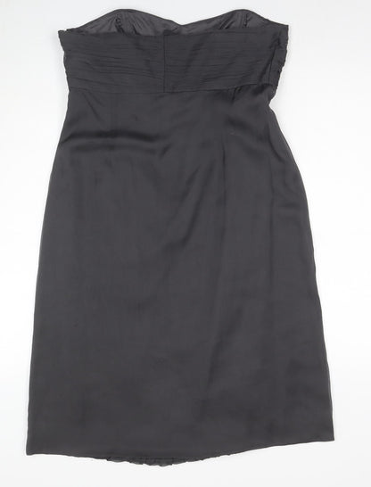 Monsoon Silk Strapless Black Dress, Size 14