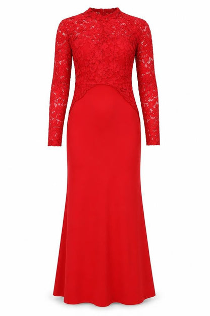 Jessica Wright Red Bodycon Dress, Women's 8, Lace Long Sleeve