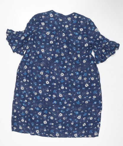 MANTARAY Women's Blue Floral A-Line Viscose Dress, Size 10