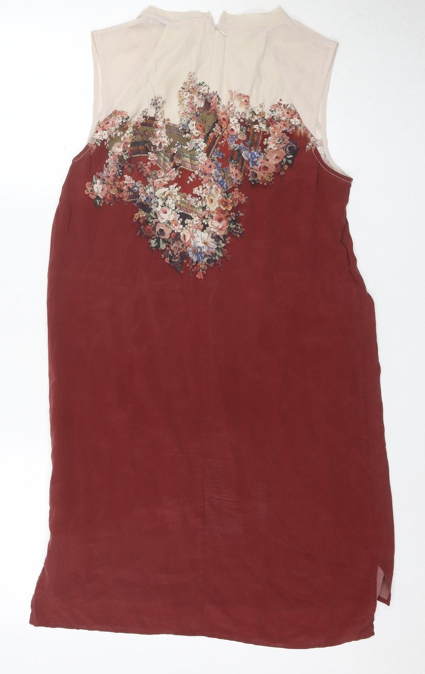 AllSaints Women's Red Silk Blend Floral Shift Dress