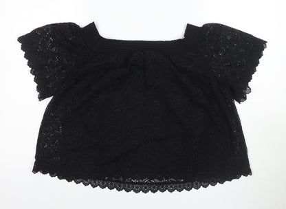 Karen Millen Women's Black Floral Lace Blouse Size 14