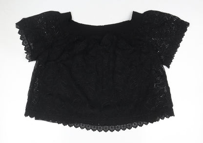 Karen Millen Women's Black Floral Lace Blouse Size 14