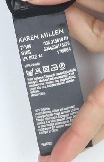 Karen Millen Women's Black Floral Lace Blouse Size 14