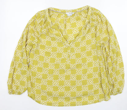 Lands' End Women's Green Geometric Tunic Blouse Size 10