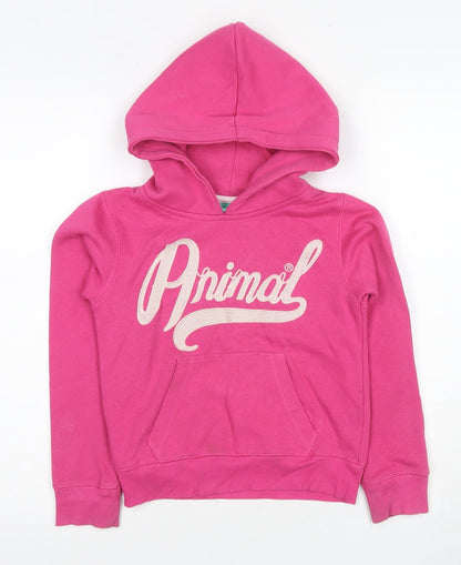 Animal Girls Pink Pullover Hoodie, Size 7-8 Years
