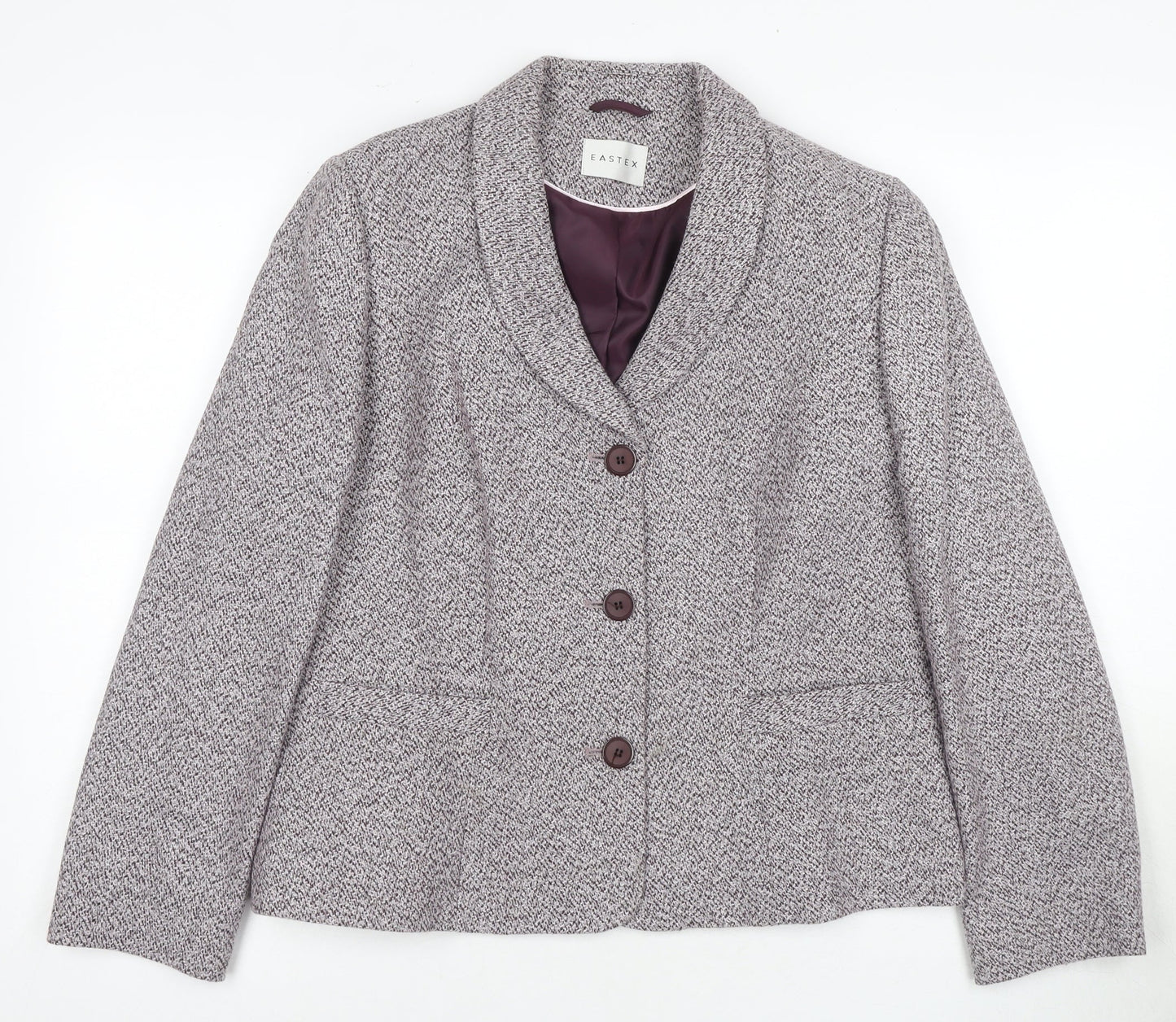 Eastex Women's Grey Suit Jacket, Size 14, Lined Shawl Lapel