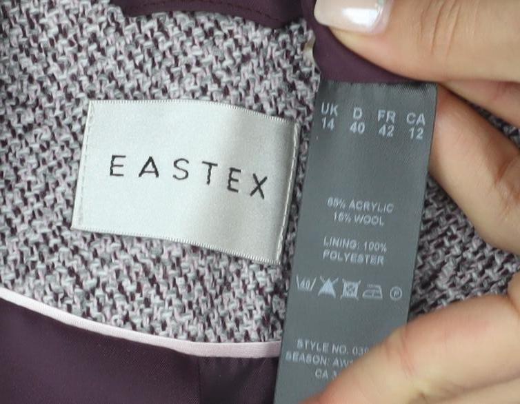 Eastex Women's Grey Suit Jacket, Size 14, Lined Shawl Lapel