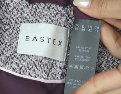 Eastex Women's Grey Suit Jacket, Size 14, Lined Shawl Lapel