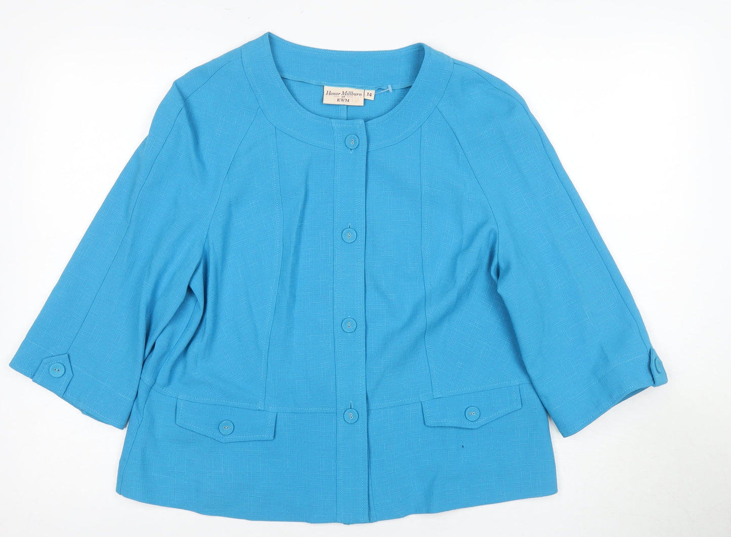 Honor Millburn Women's Blue Blazer, Size 14, 3/4 Sleeve