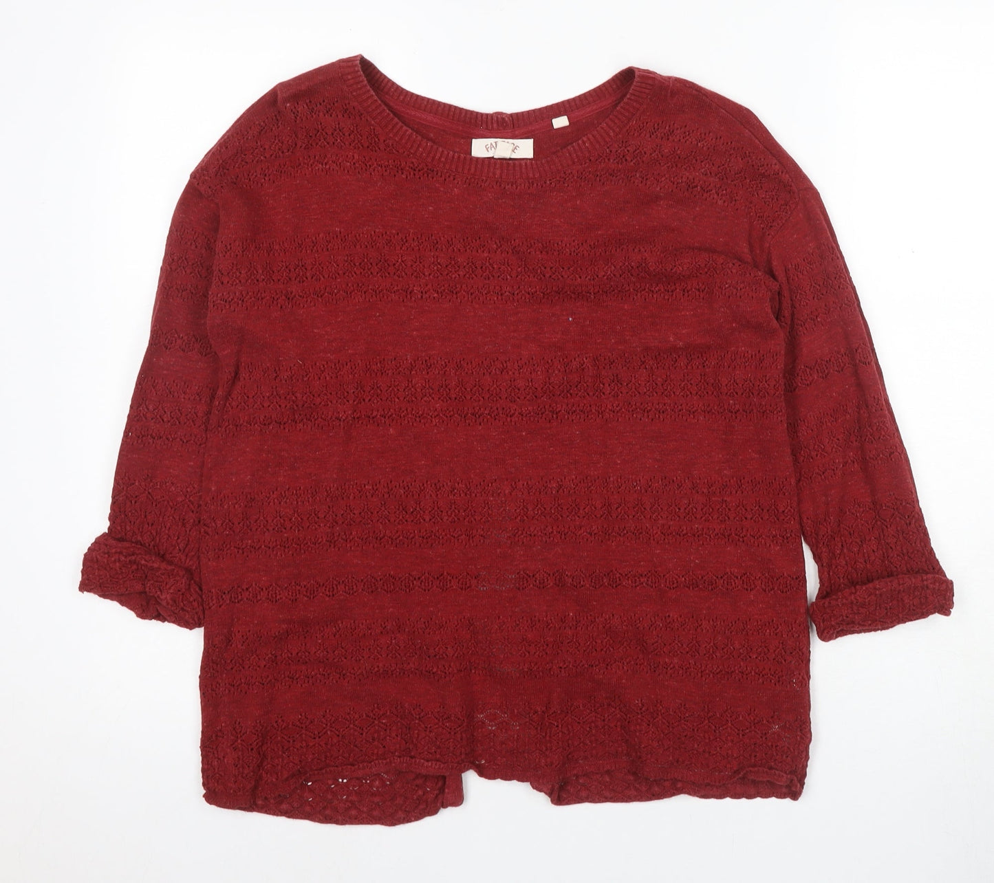 Free People Women's Red Cardigan Size 8 Knit 3/4 Sleeve
