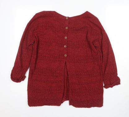 Free People Women's Red Cardigan Size 8 Knit 3/4 Sleeve