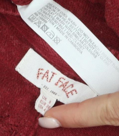 Free People Women's Red Cardigan Size 8 Knit 3/4 Sleeve