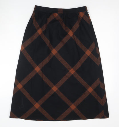 Alexon Women's Black Check A-Line Midi Skirt Size 6