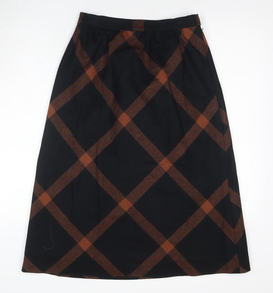 Alexon Women's Black Check A-Line Midi Skirt Size 6