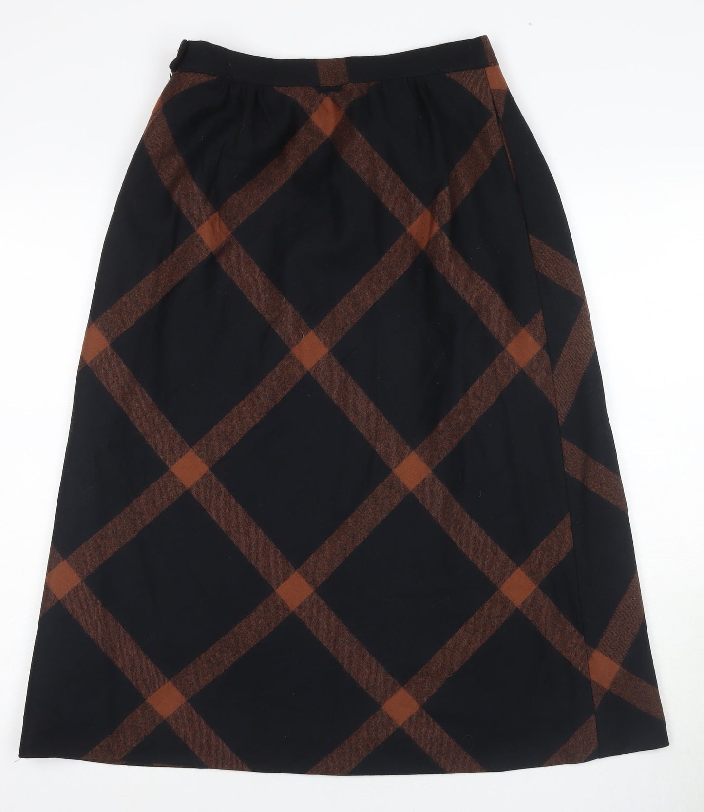 Alexon Women's Black Check A-Line Midi Skirt Size 6