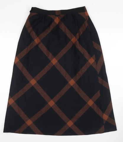 Alexon Women's Black Check A-Line Midi Skirt Size 6