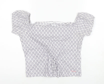 Firetrap Women's White Floral Short Sleeve Top, S