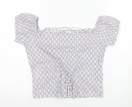 Firetrap Women's White Floral Short Sleeve Top, S