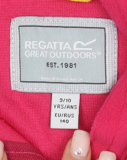 Regatta Girls Pink 1/4 Zip Fleece Hoodie 9-10 Years