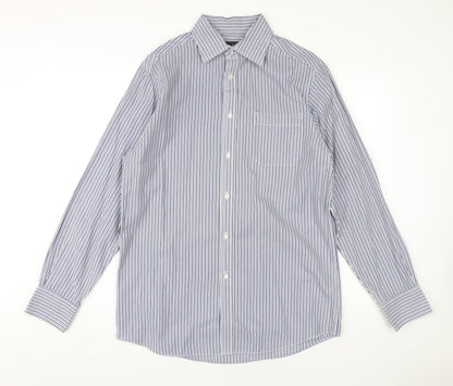 Thomas Nash Men's Blue Striped Classic Fit Dress Shirt