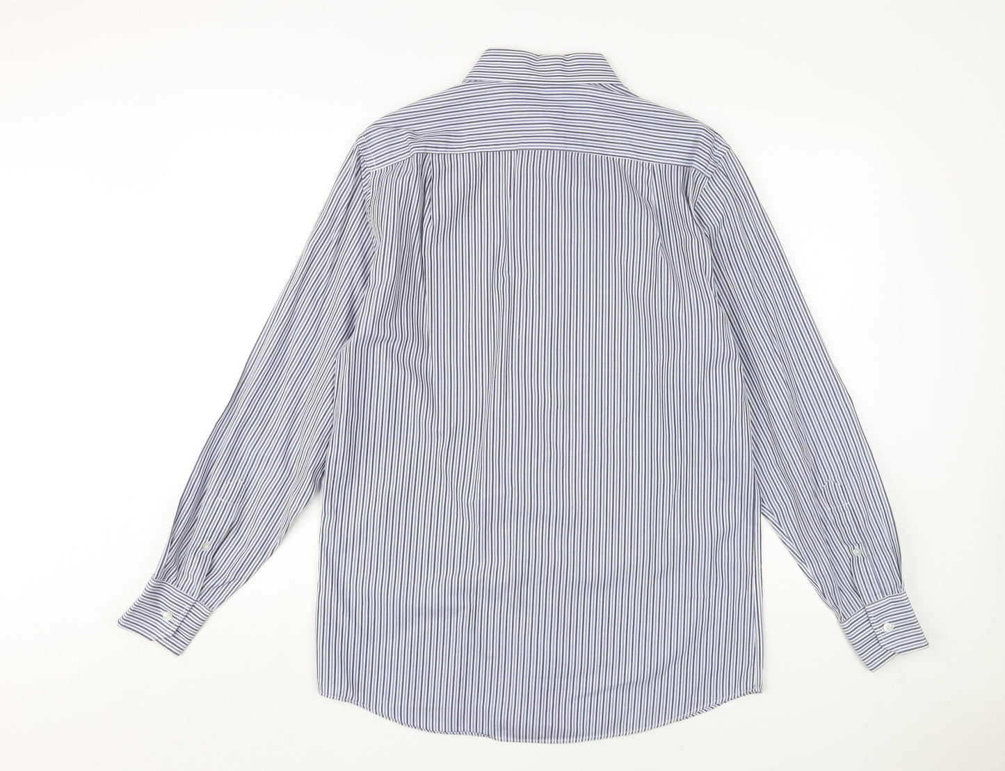 Thomas Nash Men's Blue Striped Classic Fit Dress Shirt