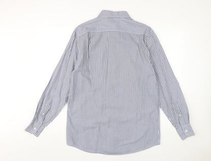 Thomas Nash Men's Blue Striped Classic Fit Dress Shirt