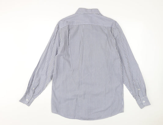 Thomas Nash Men's Blue Striped Classic Fit Dress Shirt