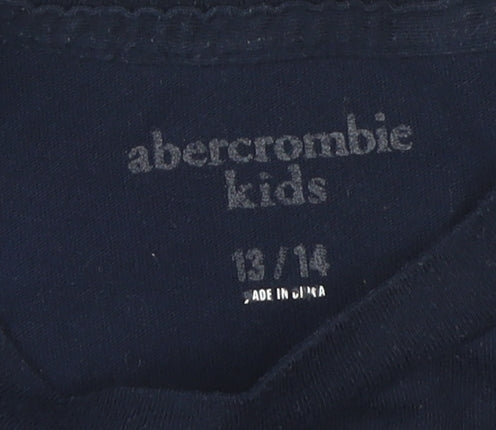 Abercrombie Kids Black Crew Neck T-Shirt - Unisex 13-14 Years