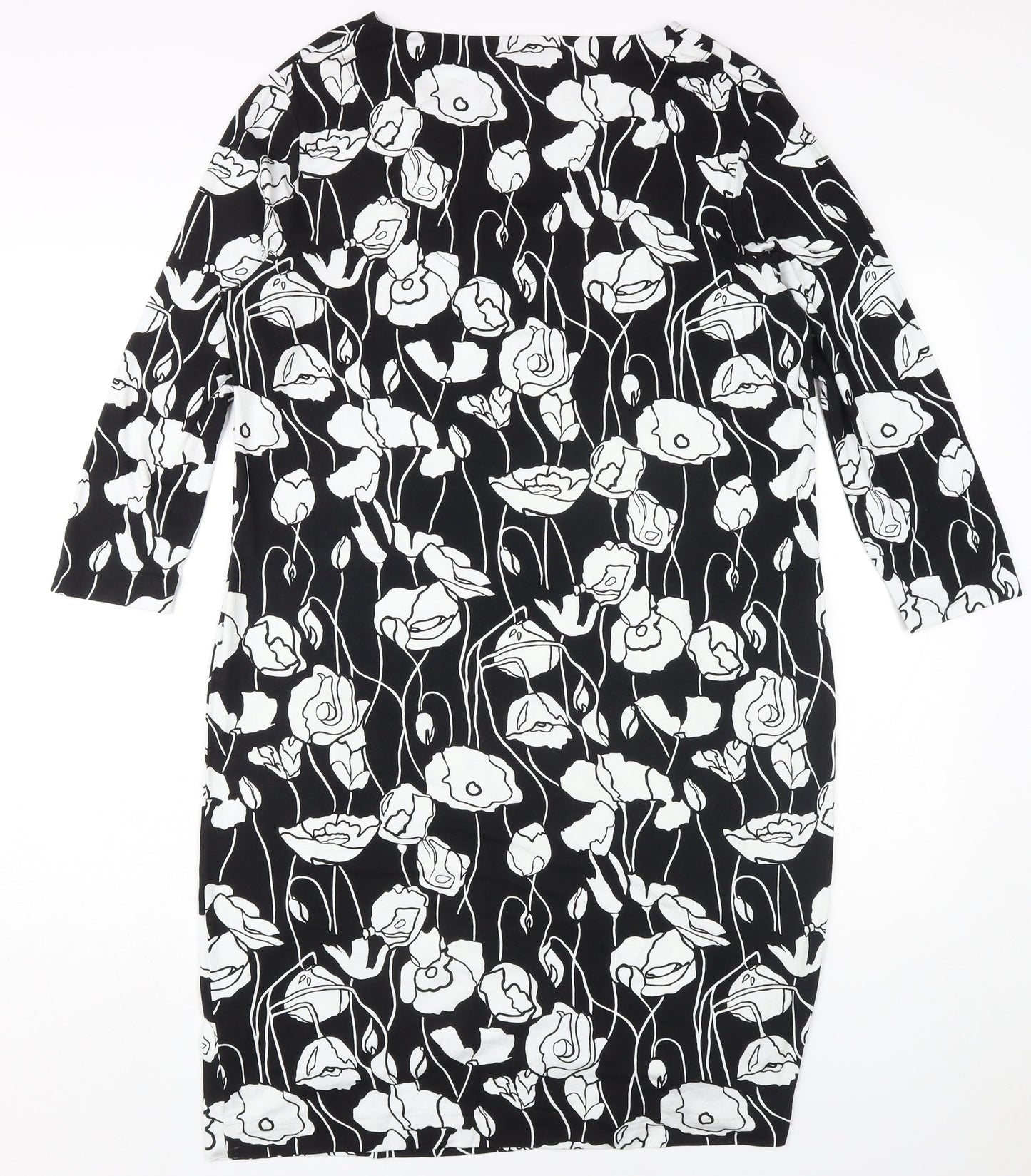 Jaeger Women's Black Floral Shift Dress Size 14