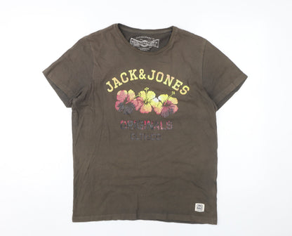 Mens UK Size M JACK & JONES Brown  T-Shirt