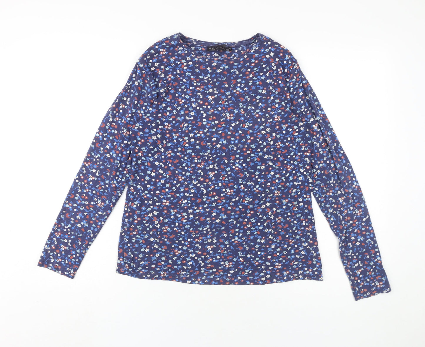 Womens UK Size 14 Marks and Spencer Blue Basic T-Shirt
