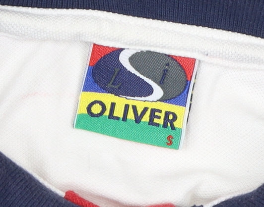 S Oliver Men's White Polo Shirt S Rugby Style