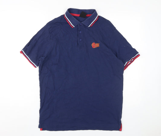 Bowie Men's Blue Polo, Size L, Music Theme, Casual Wear