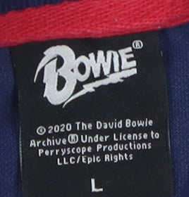 Bowie Men's Blue Polo, Size L, Music Theme, Casual Wear