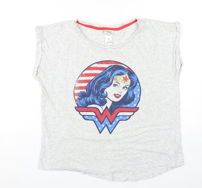 Womens UK Size 12 Wonder Woman Grey Basic T-Shirt